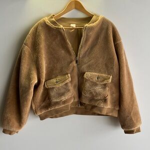 No Boundaries Tan Faux Fur Zip-Up